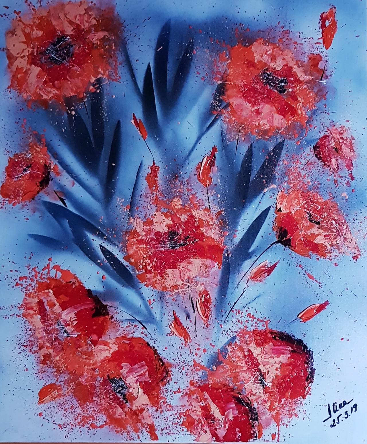 ArteDiAlina.com painting: sparkling poppies